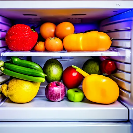 Image similar to fridge full of food, highly detailed, high quality, HD, 4k, 8k, Canon 300mm, professional photographer, 40mp, lifelike, top-rated, award winning, realistic, sharp, no blur, edited, corrected, trending