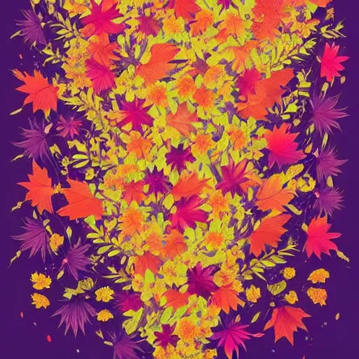 Image similar to let life be beautiful like summer flowers and death like autumn leaves, by victor ngai