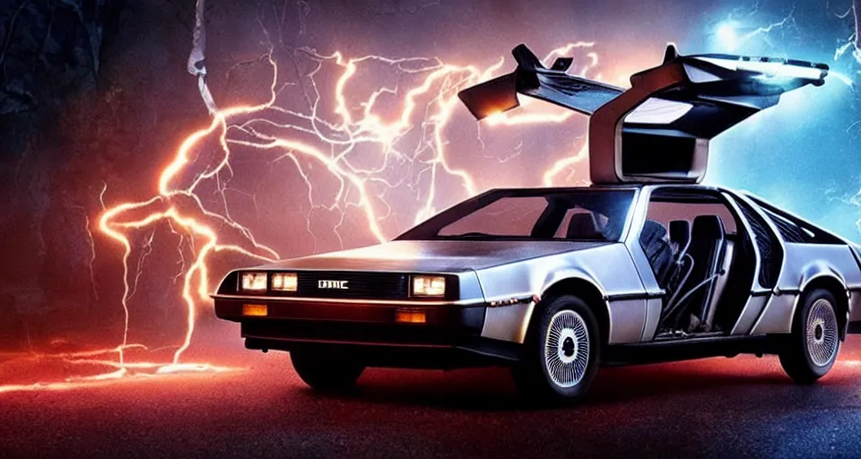 Image similar to the delorean in the upside - down from stranger things