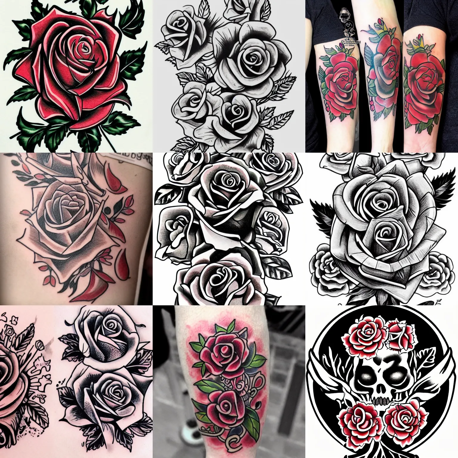 Prompt: rose tattoo, sailor jerry tattoo flash