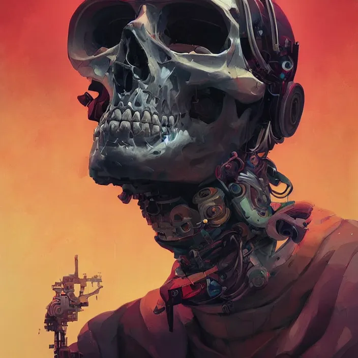 Image similar to a beautiful painting of a cyberpunk skull by sergey kolesov and vania zouravliov and pascal blanche and rhads. in style of colorful comic noir illustration, symmetry, sci fi, hyper detailed. octane render. trending on artstation