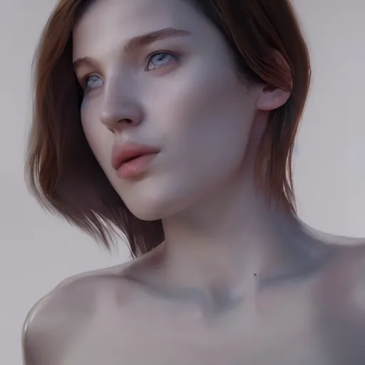 Prompt: a beautiful woman, anatomy studies, aesthetic, oil painting, pale colors, high detail, 8 k, wide angle, octane render, trending on artstation,