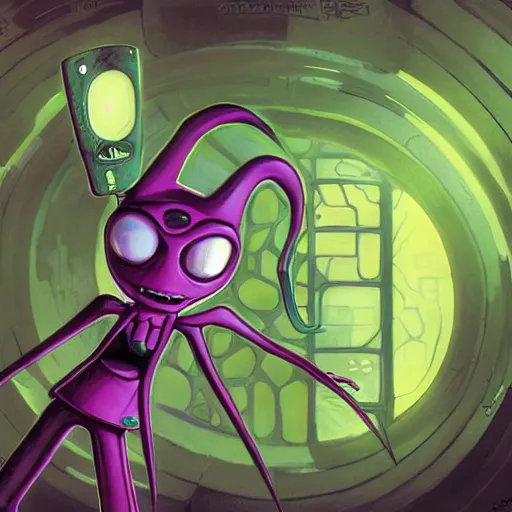 Image similar to a portrait of invader zim by jim burns