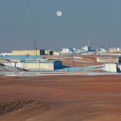 Image similar to moon landscape, norilsk the moon city, telephoto, street