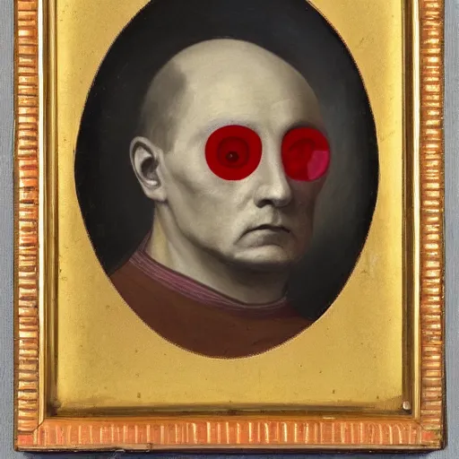 Image similar to portrait of alexander abdulov, with a red eyes, satanic body, head of old man