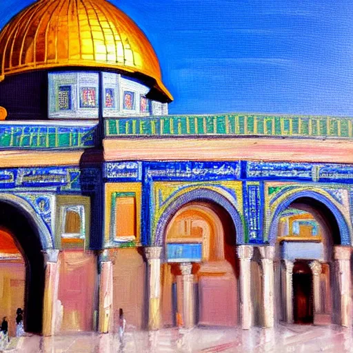 Image similar to dome of the rock, oil painting