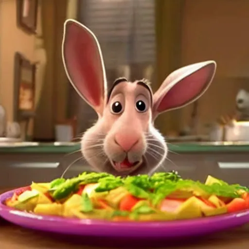 Image similar to a rabbit in the movie ratatouille, in the style of pixar