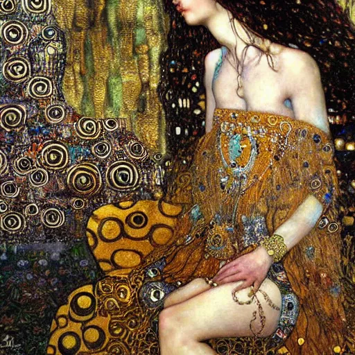 Prompt: goddess, intricate detail, klimt, royo, whealan,