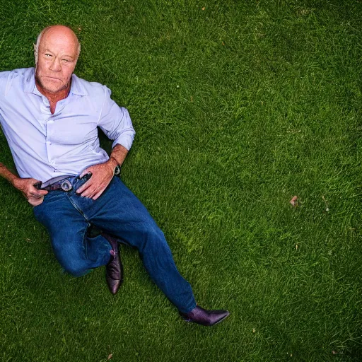 Image similar to corbin bernsen looking upset at his lawn, ( sony a 7 r iv, symmetric balance, polarizing filter, photolab, lightroom, 4 k, dolby vision, photography awardm, voque, perfect face )