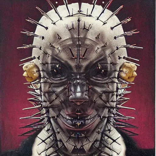 Image similar to hellraiser pinhead cenobite by giger and agostino arrivabene