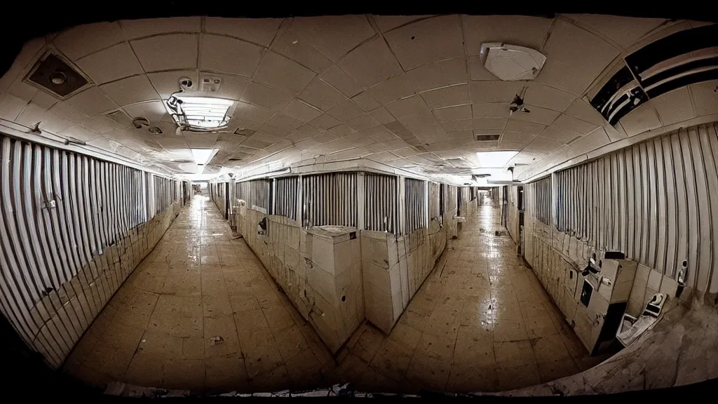 Prompt: a hidden camera photo from inside jeffrey epstein ’ s jail cell, opulent comedy, fisheye lens, f / 2 0, high detail