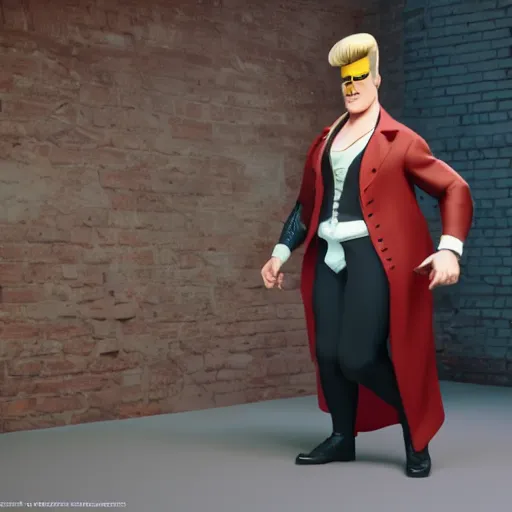 Prompt: johnny bravo wearing victorian clothes, action pose, full body, octane render, nvidia raytracing demo, detailed, 8 k, masterpiece