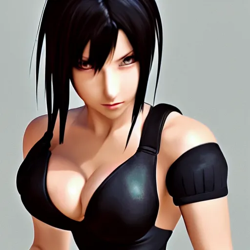 Image similar to high quality digital art of tifa lockhart posing, trending on artstartion, 4k