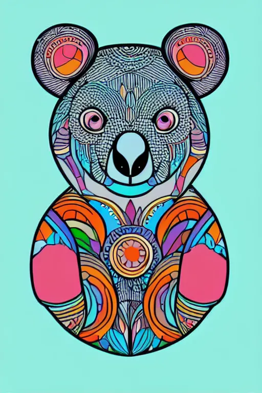 Prompt: minimalist boho style art of a colorful koala, illustration, vector art