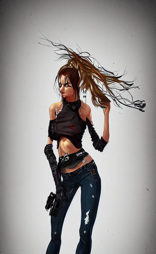 Image similar to rock star girl. concept art, artstation trending, digital painting highly detailed, vxf, cinematic