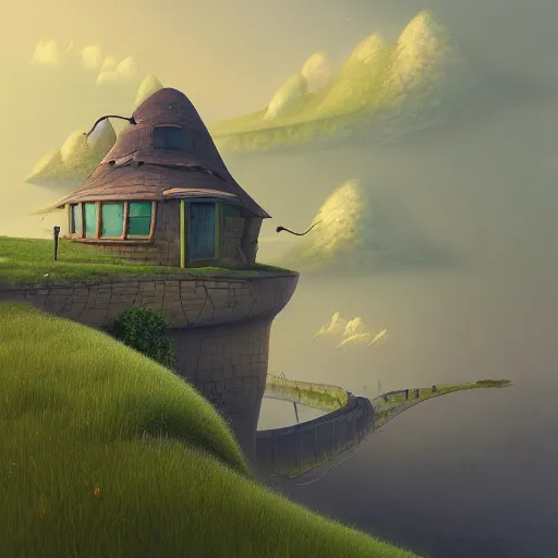 Image similar to an intriguing building in a beautiful landscape by gediminas pranckevicius