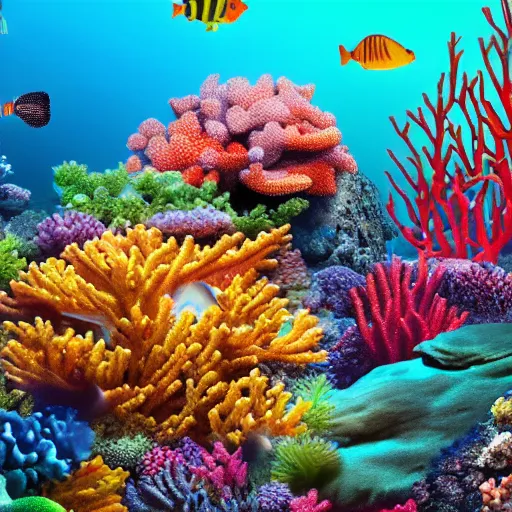 A hyper realistic photo of a coral reef underwater. | Stable Diffusion