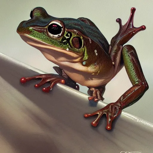 Image similar to ultra realistic illustration, frog anime, intricate, elegant, highly detailed, digital painting, artstation, concept art, smooth, sharp focus, illustration, art by artgerm and greg rutkowski and alphonse mucha and wlop