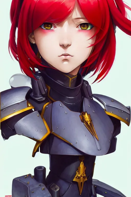 Image similar to portrait of Anime sister of battle, Warhammer 40000, cute-fine-face, red-short-hair pretty face, realistic shaded Perfect face, fine details. Anime. realistic shaded lighting by Ilya Kuvshinov katsuhiro otomo ghost-in-the-shell, magali villeneuve, artgerm, rutkowski, WLOP Jeremy Lipkin and Giuseppe Dangelico Pino and Michael Garmash and Rob Rey