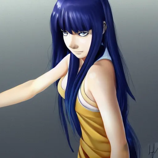 Prompt: hinata hyuga fanart, artstation