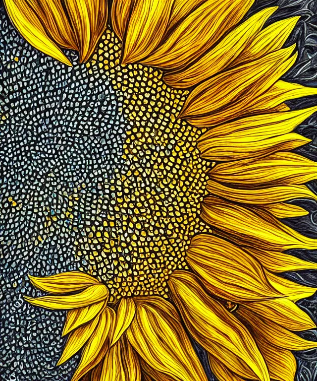 Image similar to perfectly detailed sunflower, heavenly, symmetrical, intricate, highly detailed, digital painting, smooth, sharp focus, illustration