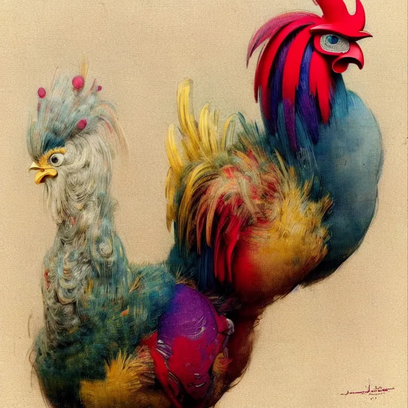 Image similar to ( ( ( ( ( 1 9 5 0 s retro future robot rooster. muted rainbow colors. ) ) ) ) ) by jean - baptiste monge!!!!!!!!!!!!!!!!!!!!!!!!!!!!!!