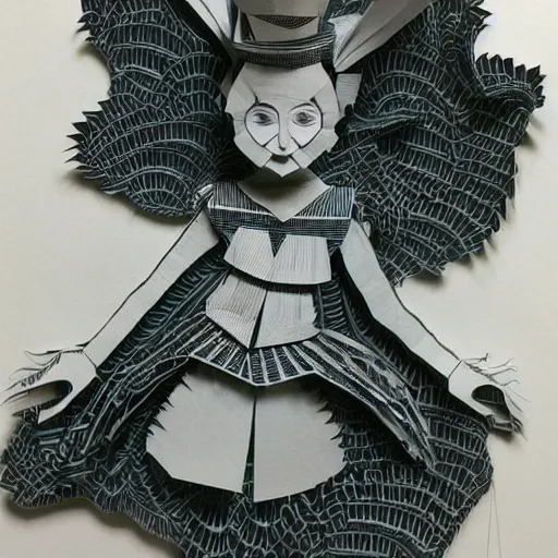 Image similar to cut paper sculpture of alice in wonderland