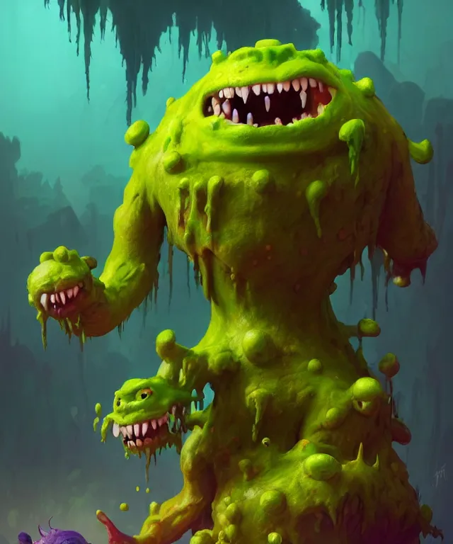 Prompt: a toxic ooze creature in a pixar artstyle, adorable and whimsical,, fantasy, elegant, digital painting, artstation, unreal engine, octane render, concept art, matte, sharp focus, vibrant colors, high contrast, illustration, art by justin gerard