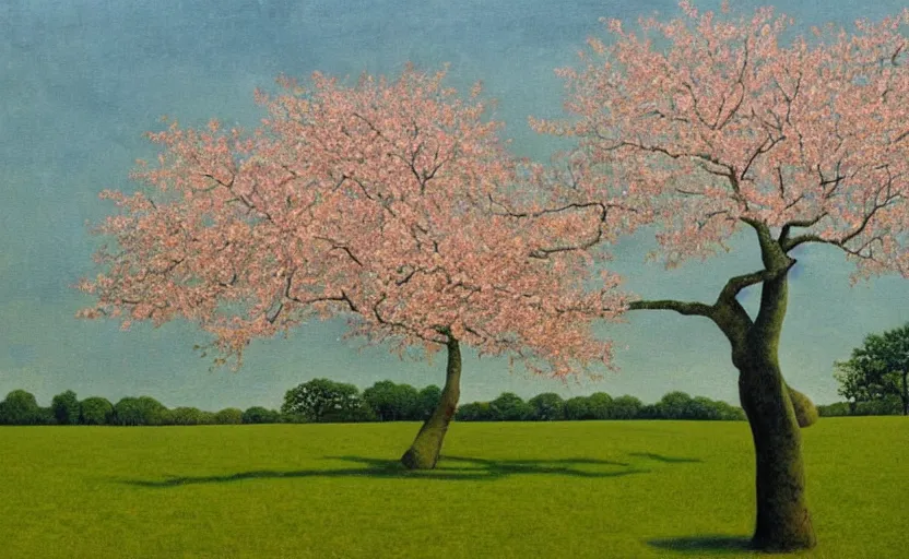 Image similar to a painting of an eicp magnificent peach blossom tree by david inshaw.