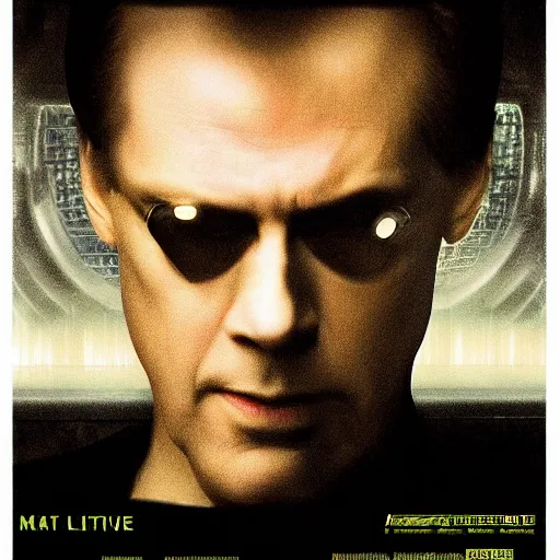 Prompt: matrix movie poster with Steve Buscemi