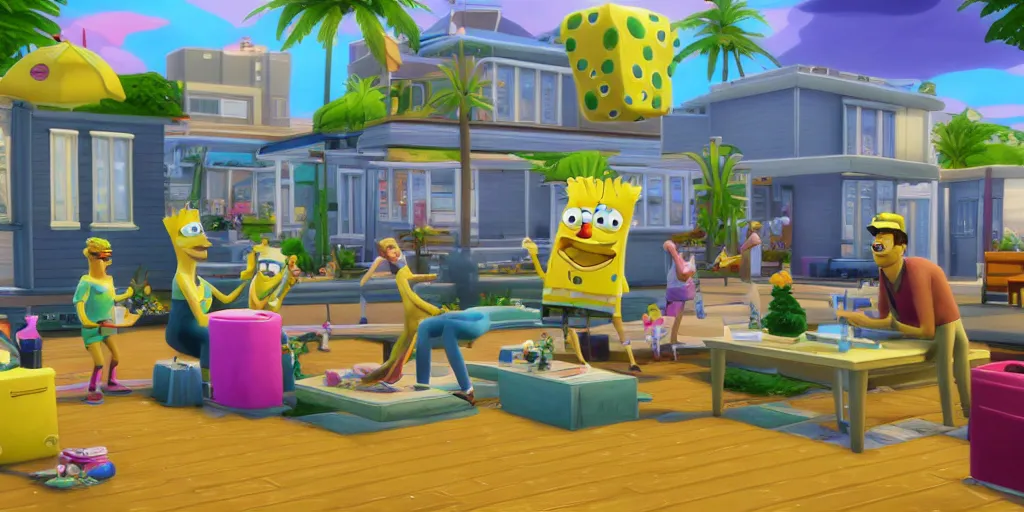 Prompt: SpongeBob in the sims 4 trending on artstation, hyper realism, depth of view 8k.