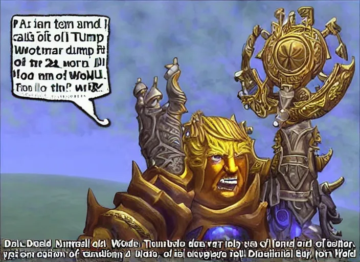 Image similar to donald trump as old god in world of warcraft