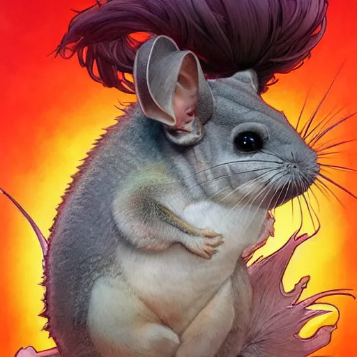 Image similar to a chinchilla as dhalsim from street fighter, 4 k, ultra realistic, detailed focused art by artgerm and greg rutkowski and alphonse mucha