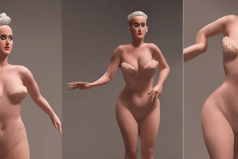 Prompt: an 8 k perfectly detailed studio lit full body symmetric!! front pose film still of katy perry as venus de milo