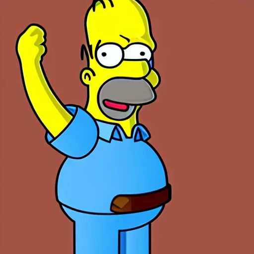 Prompt: Homer Simpson is Mario Bros, digital art, illustration