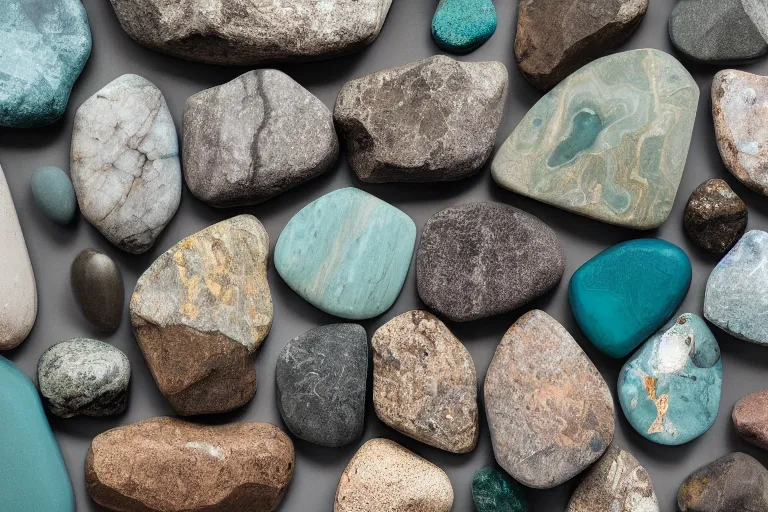 Prompt: , an octane render of a beautiful mineral stone, shades of teal, silver and dark brown, beautiful raw jasper, gallery display photograph, ambient lighting, intricate light, detailed