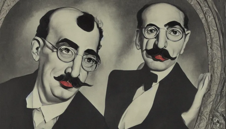 Prompt: art nouveau portrait of groucho marx