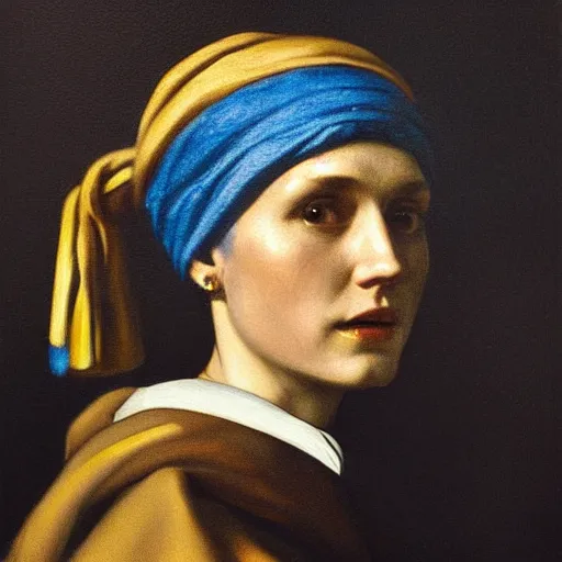 Image similar to painting of Henry Cavill posed in the style of ‘Johannes Vermeer girl with a pearl earring’, hyperrealistic, moody lighting, golden hour