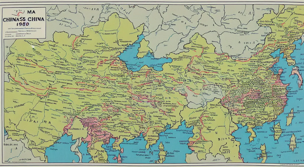 Prompt: 1 9 6 0 s map of china