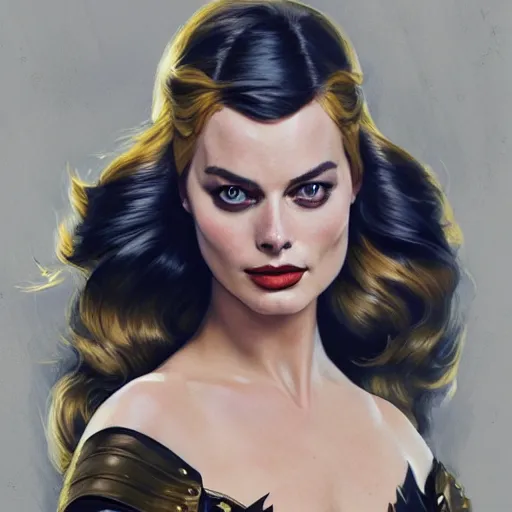 Prompt: margot Robbie as batgirl, uniquely beautiful, fantasy, intricate, elegant, highly detailed, lifelike, photorealistic, digital painting, artstation, concept art, smooth, sharp focus, illustration, art by John Collier and Albert Aublet and Krenz Cushart and Artem Demura and Alphonse Mucha,