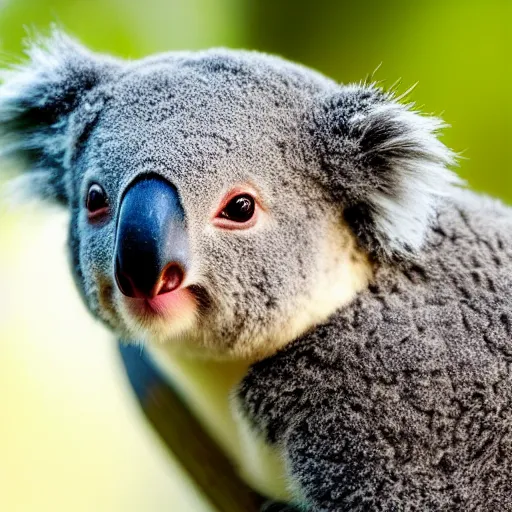 Image similar to award winning nature photograph of a koala with a parrot's beak. weird, extreme detail, hyperrealistic photo, smooth, trending on artstation