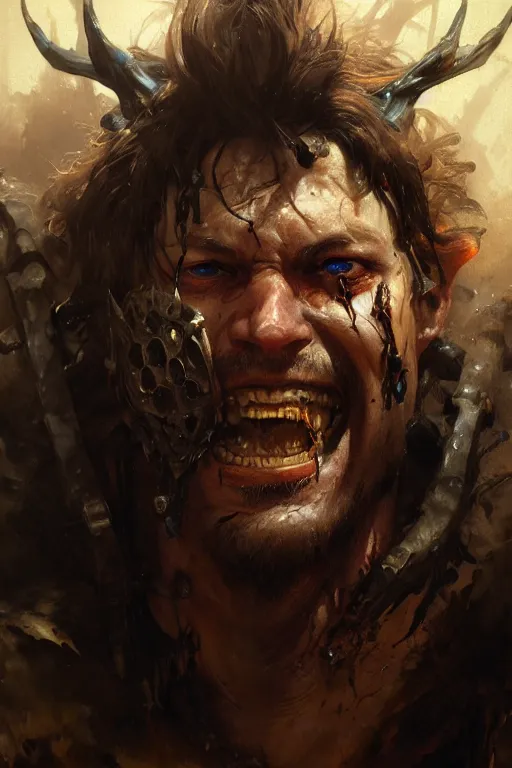 Prompt: rune lich, extreme close up, extremely detailed, horrific face, portrait dnd, painting by gaston bussiere, craig mullins, greg rutkowski, yoji shinkawa