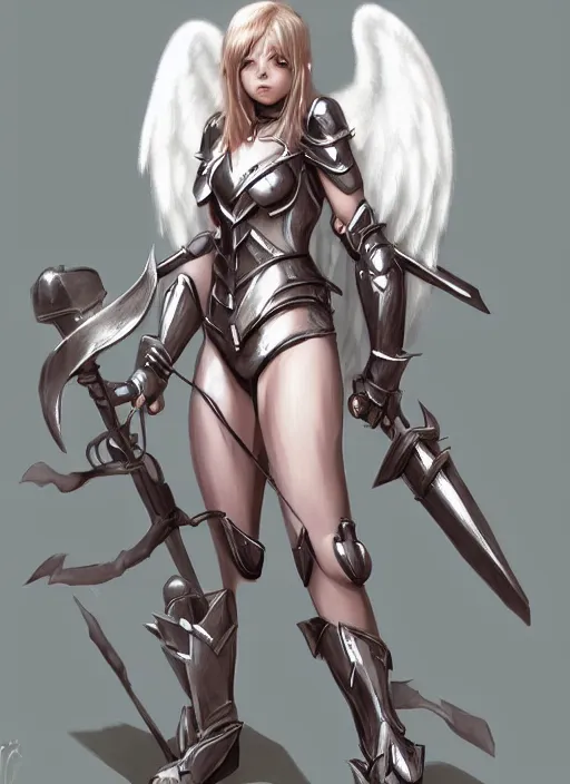 Image similar to concept art. angel knight girl. artstation trending. highly detailed