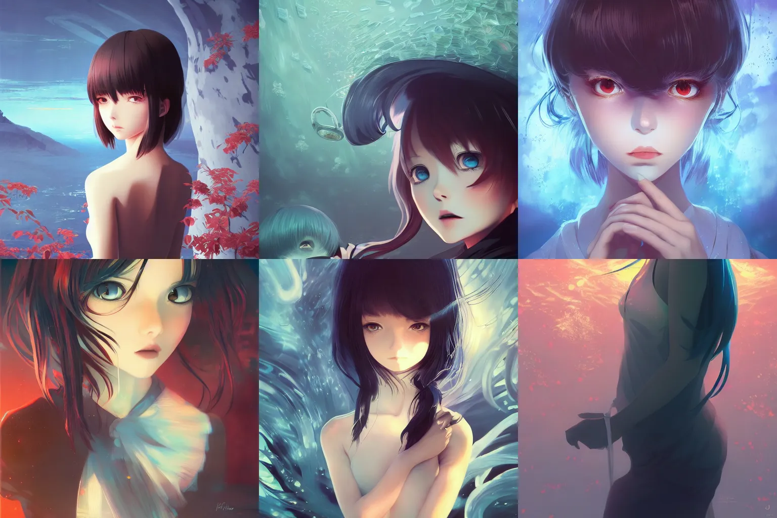 Prompt: detailed, sharp, eyes of the abyss by Ilya Kuvshinov and Anna Dittmann and studio ghibli and WLOP and Rossdraws, digital art, surreal, trending on artstation, anime arts, featured on Pixiv, blue lighting, HD, 8K, highly detailed, good lighting, beautiful, epic, masterpiece