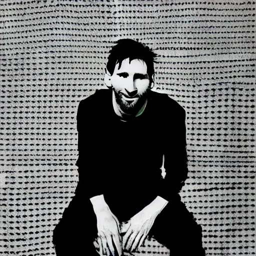 Image similar to a portrait of lionel messi in a scenic environment by vito acconci