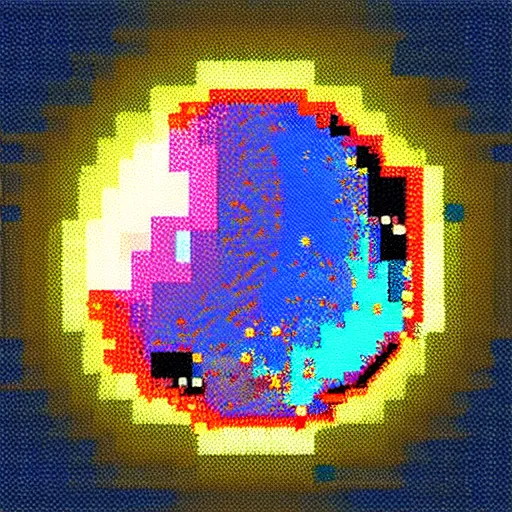 Image similar to pixel art of a galaxy