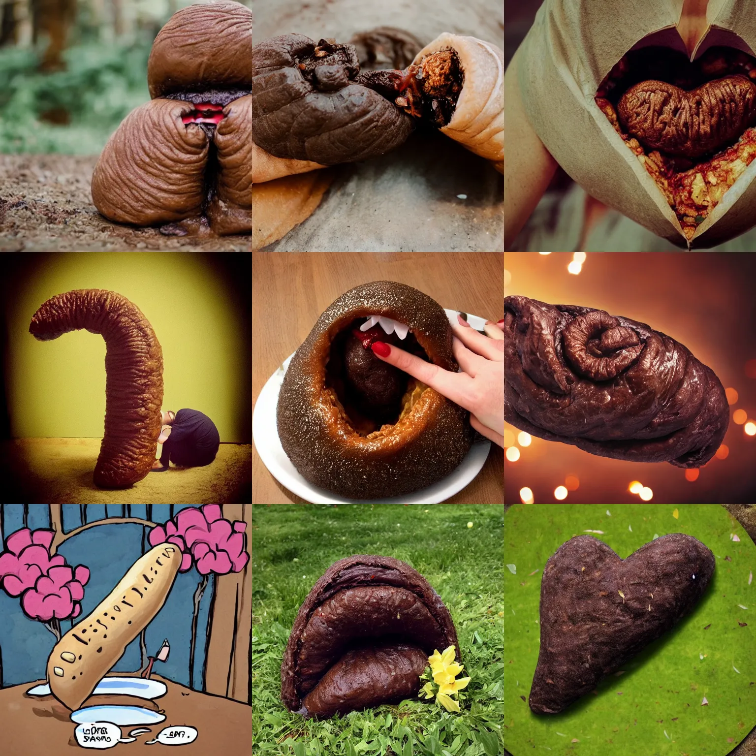 Prompt: a giant turd eating itself, romantic