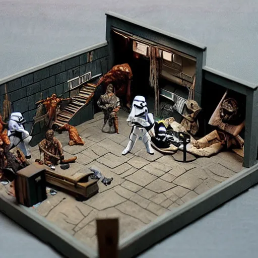 Prompt: “Star wars movie scene diorama made with action figures”