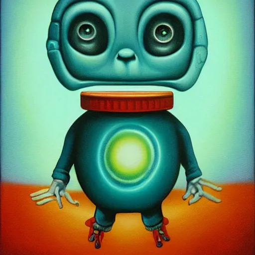 Prompt: a cute alien teal ’ c holds the universe in his hand, an ultrafine detailed painting by mark ryden, trending on deviantart, pop surrealism, whimsical, lowbrow, grotesque