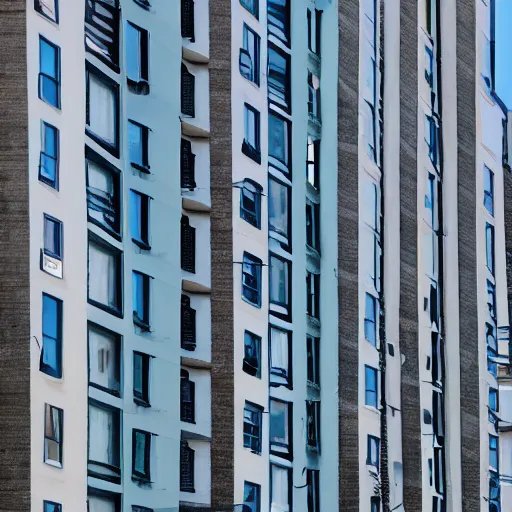 Image similar to photograph of surreal apartment building with many windows